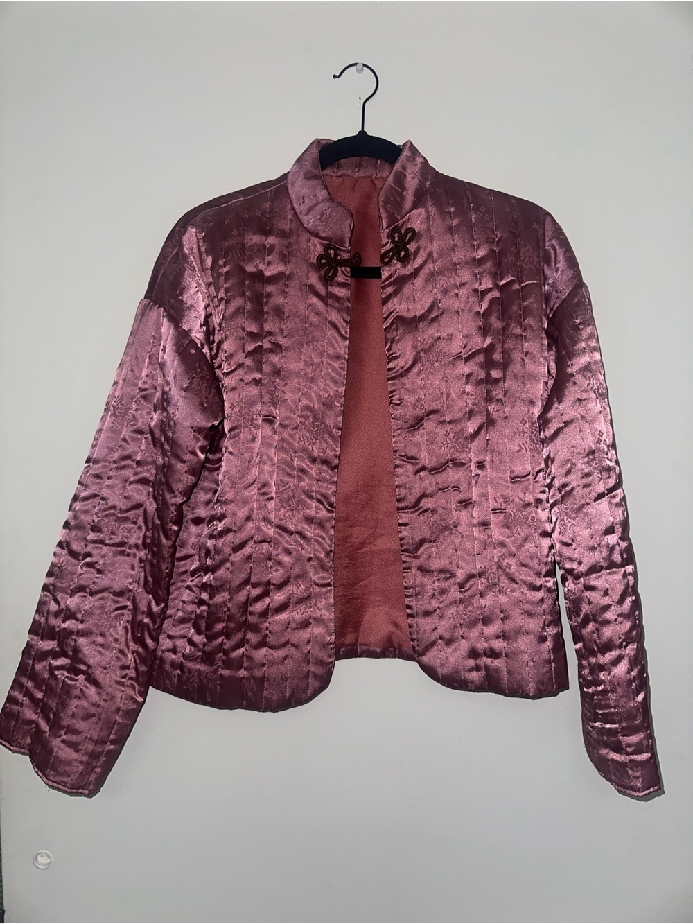 Women's Satin Quilted Jacket - Rose Pink